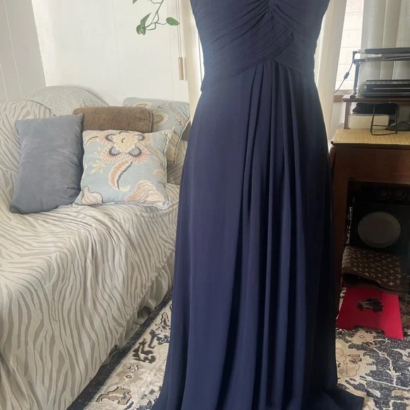Mori Lee Blue Strapless Ruched Sweetheart Gown - Picture 4 of 8